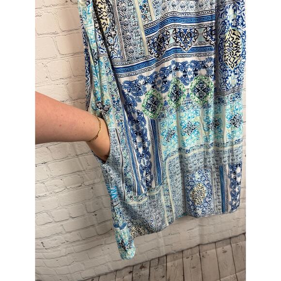 CHICO'S white blue shift lined sleeveless dress size 0 (S) - Picture 4 of 8